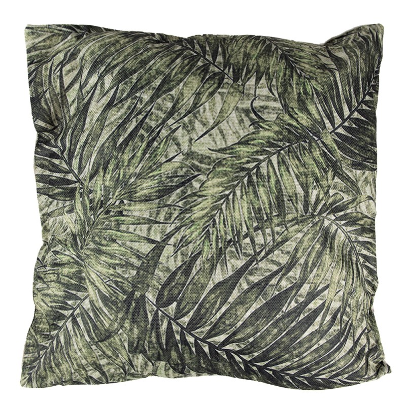 Clayre & Eef Sierkussen  43x43 cm Groen Synthetisch Vierkant Bladeren