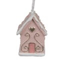 Clayre & Eef Kersthanger Gingerbread house 4x4x6 cm Roze Kunststof