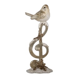 Clayre & Eef Statuetta decorativa Uccello 6x5x16 cm Beige Plastica