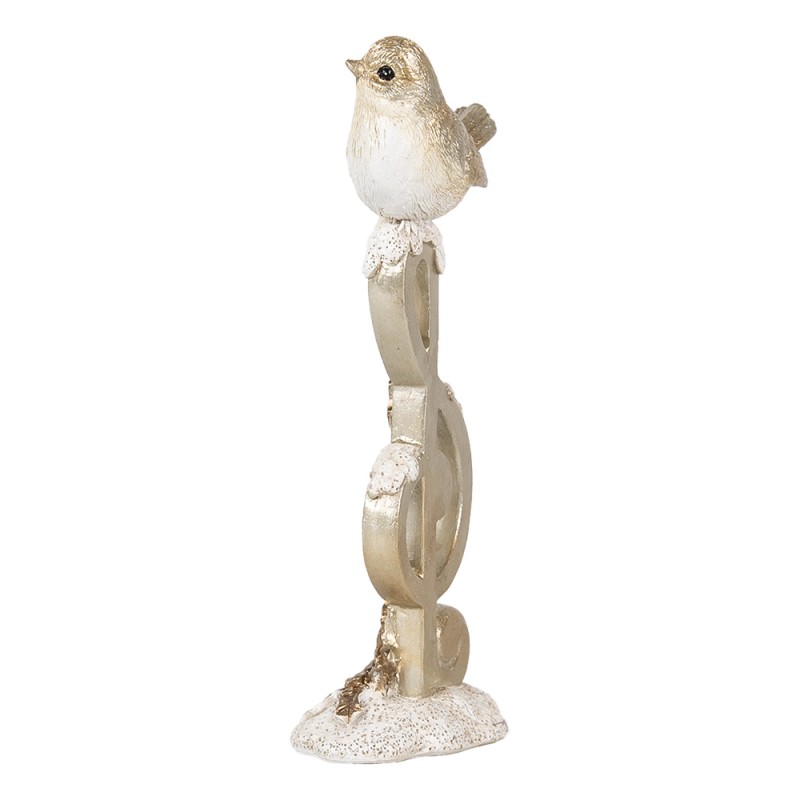 Clayre & Eef Dekorationsfigur Vogel 6x5x16 cm Beige Kunststoff