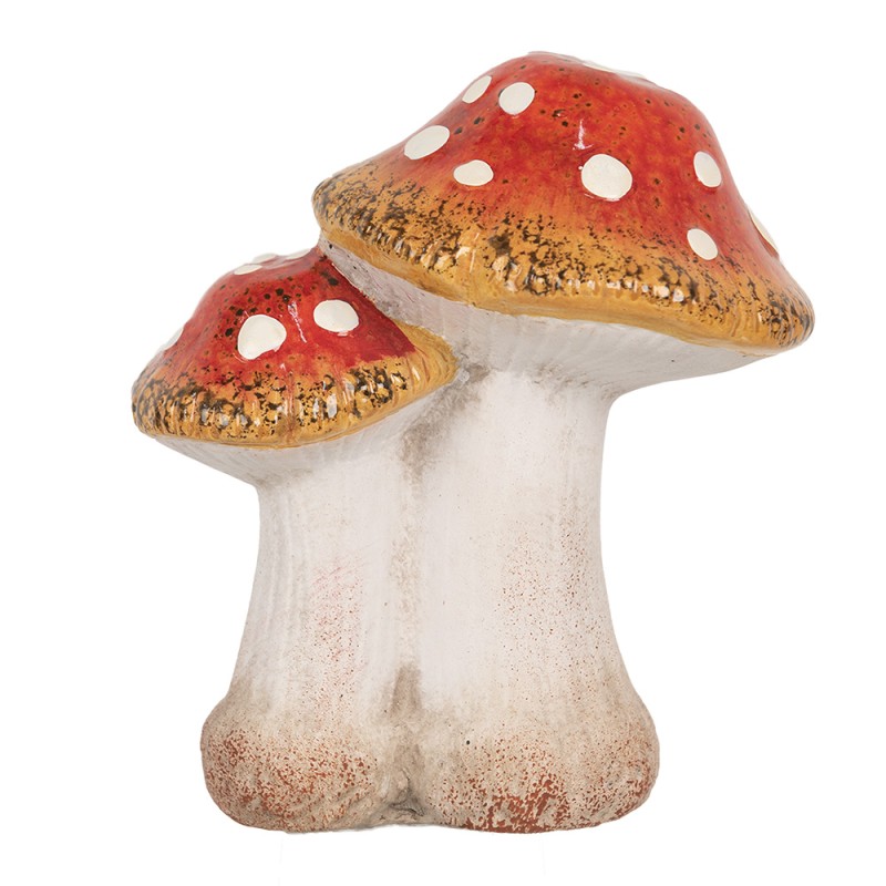 Clayre & Eef Décoration Champignon 14x11x17 cm Rouge Blanc Céramique