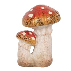 Clayre & Eef Décoration Champignon 8x8x12 cm Rouge Blanc Céramique