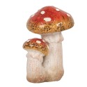 Clayre & Eef Décoration Champignon 8x8x12 cm Rouge Blanc Céramique