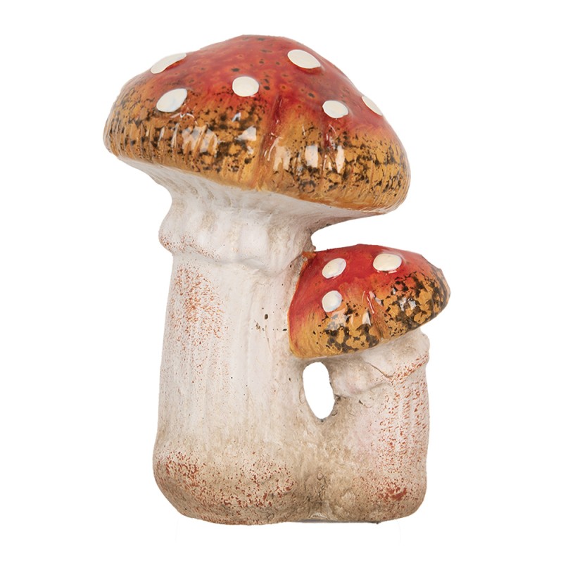 Clayre & Eef Décoration Champignon 8x8x12 cm Rouge Blanc Céramique