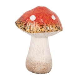 Clayre & Eef Decoration Mushroom 9x8x12 cm Red White Ceramic