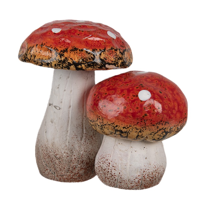 Clayre & Eef Décoration Champignon Ø 5x7 cm Rouge Blanc Céramique