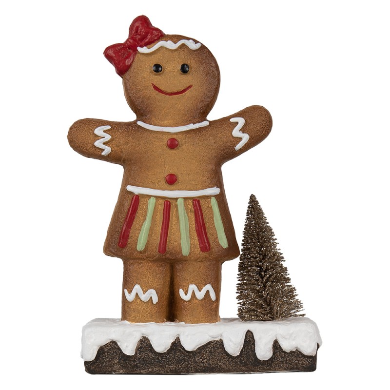 Clayre & Eef Décoration de Noël Bonhomme en pain d‘épice 15x7x21 cm Marron Céramique