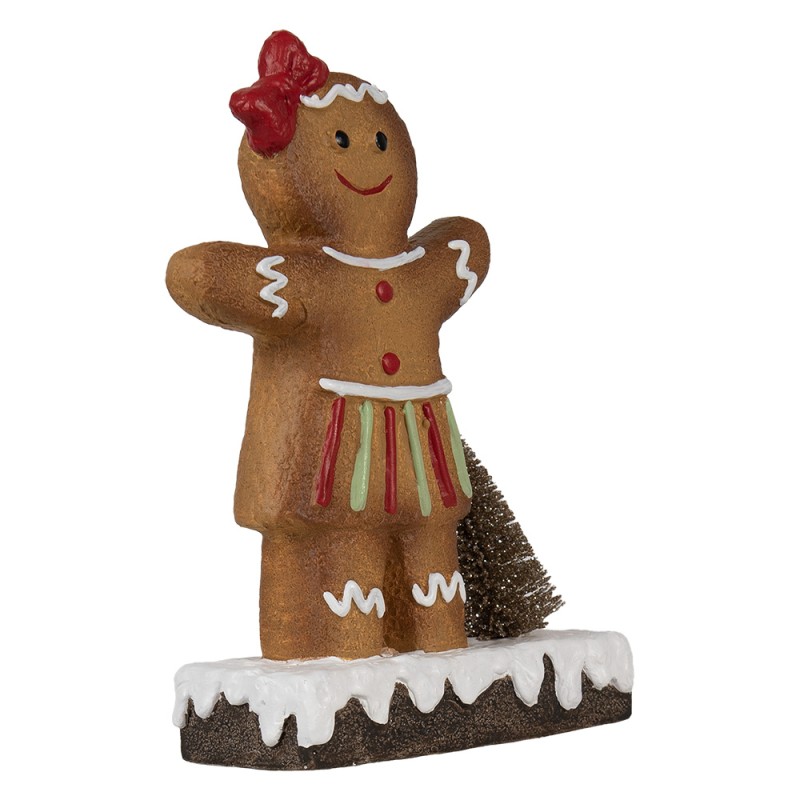 Clayre & Eef Décoration de Noël Bonhomme en pain d‘épice 15x7x21 cm Marron Céramique