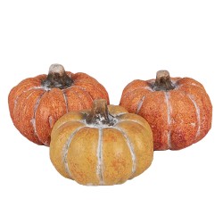 Clayre & Eef Decorative Figurine Set of 3 Pumpkin ø 5x4 cm Orange Ceramic