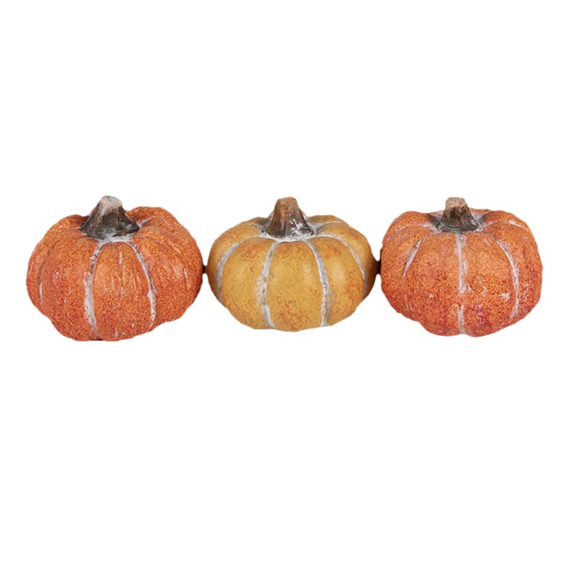 Clayre & Eef Figurine décorative set de 3 Citrouille ø 5x4 cm Orange Céramique