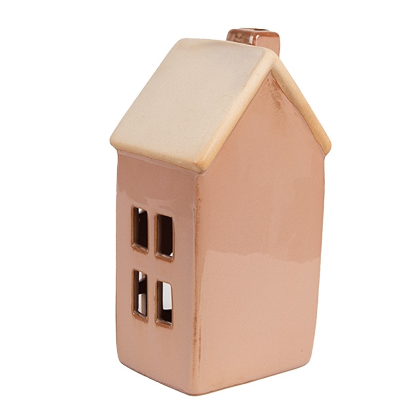 Clayre & Eef Décorative Maison avec LED  6x6x11 cm Marron Porcelaine