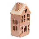 Clayre & Eef Decoratie Huis met LED  6x6x11 cm Bruin Porselein