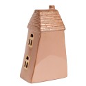 Clayre & Eef Dekoratives Haus mit LED 10x6x16 cm Braun Porzellan