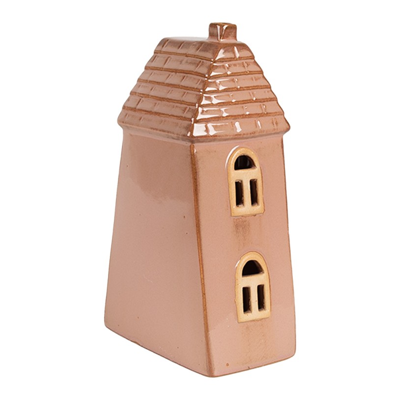 Clayre & Eef Decorativa Casa con LED 10x6x16 cm Marrone Porcellana