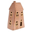 Clayre & Eef Decorativa Casa con LED 10x6x16 cm Marrone Porcellana