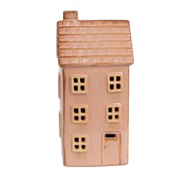 Clayre & Eef Decorative House with LED 8x6x17 cm Brown Porcelain