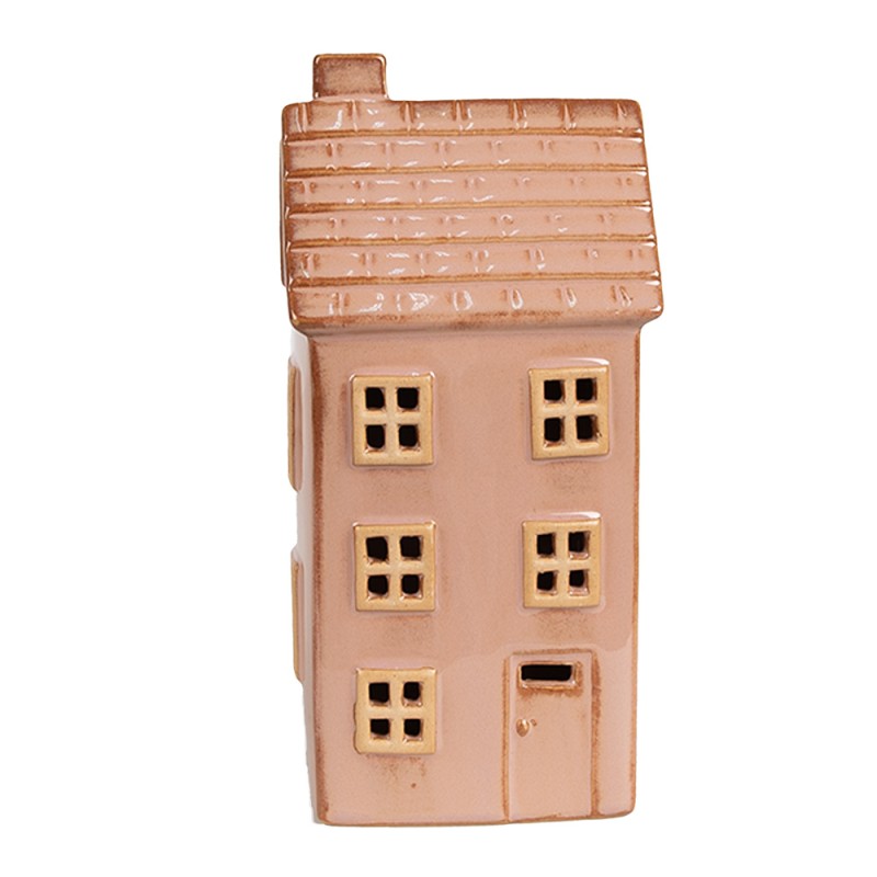 Clayre & Eef Decoratie Huis met LED 8x6x17 cm Bruin Porselein