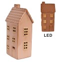 Clayre & Eef Decorativa Casa con LED 8x6x17 cm Marrone Porcellana