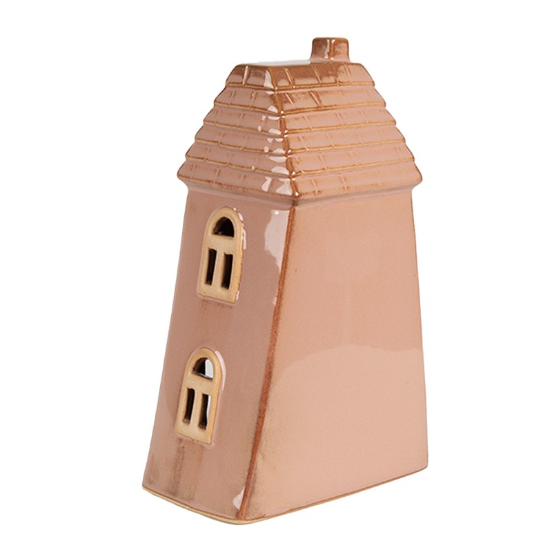 Clayre & Eef Decorative House with LED 10x6x16 cm Brown Porcelain