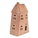 Clayre & Eef Decoratie Huis met LED 10x6x16 cm Bruin Porselein