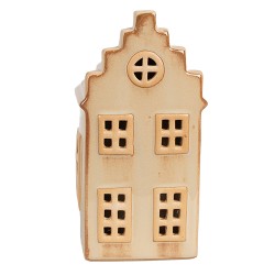 Clayre & Eef Decorative House with LED 8x7x16 cm Beige Porcelain