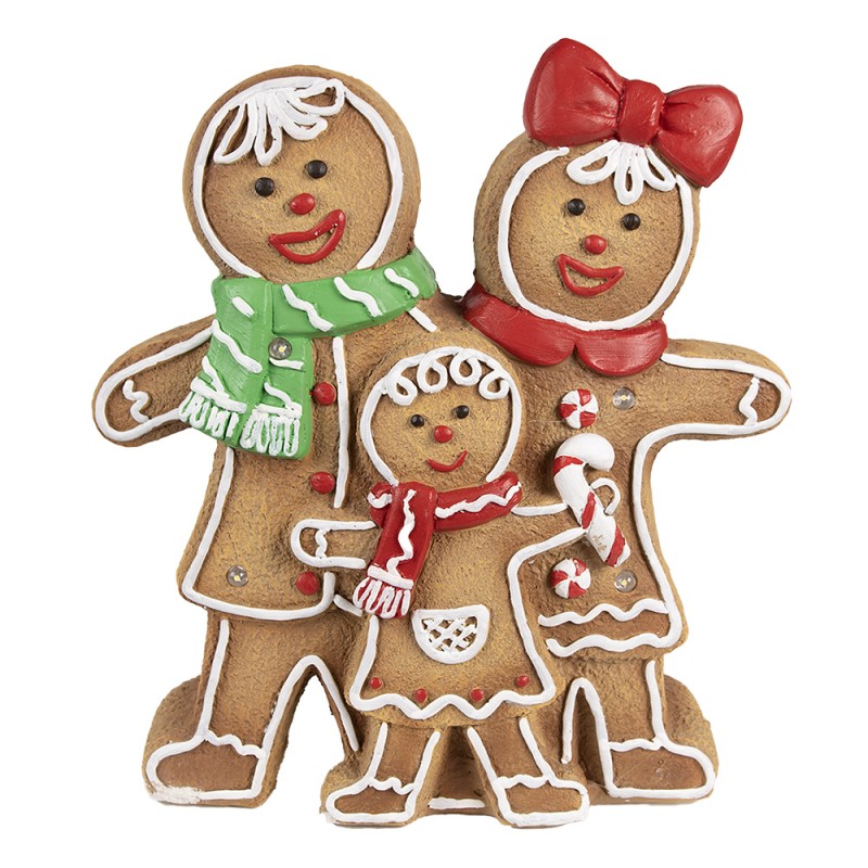 Clayre & Eef Décoration de Noël avec éclairage LED Bonhomme en pain d‘épice 31x10x35 cm Marron Plastique