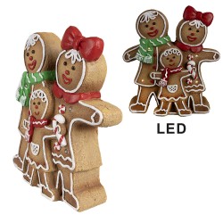 Clayre & Eef Kerstdecoratie met LED-verlichting Gingerbread man 31x10x35 cm Bruin Kunststof