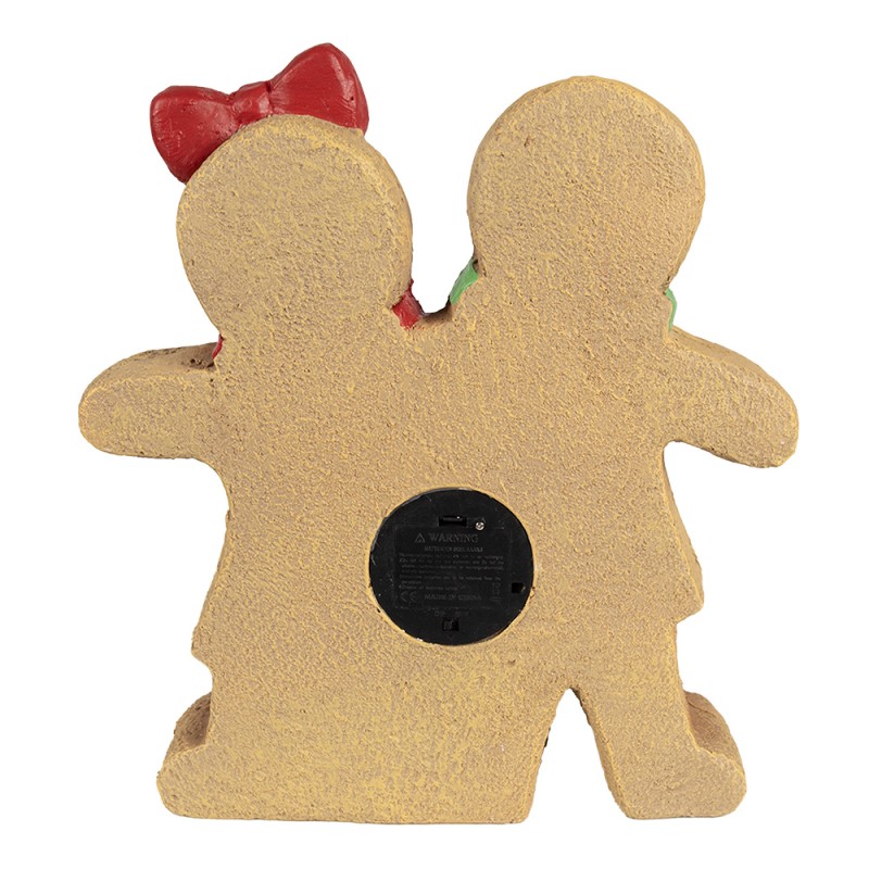 Clayre & Eef Décoration de Noël avec éclairage LED Bonhomme en pain d‘épice 31x10x35 cm Marron Plastique