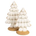 Clayre & Eef Decorazione di Natalizie Alberi di Natale 13x10x21 cm Beige Plastica