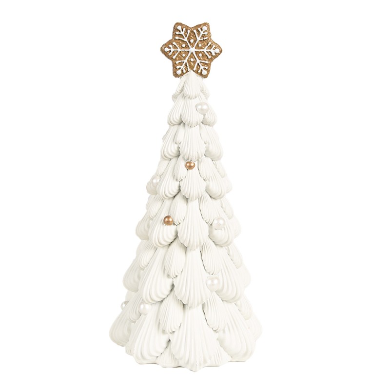 Clayre & Eef Décoration de Noël Sapin de Noël Ø 13x26 cm Blanc Plastique