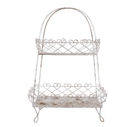 Clayre & Eef Porta pasticceria a 2 piani 47x24x66 cm Bianco Marrone  Ferro