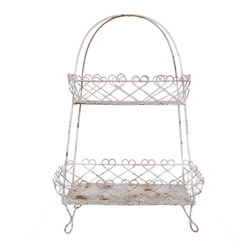 Clayre & Eef 2-stöckige Etagere 47x24x66 cm Weiß Braun Eisen