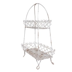 Clayre & Eef 2-Tiered Stand 47x24x66 cm White Brown Iron