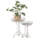 Clayre & Eef Plant Table Set of 2 Ø 52x84/ Ø42x66 cm White Brown Iron