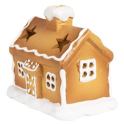 Clayre & Eef Tealight Holder Gingerbread house 11x8x10 cm Brown Ceramic