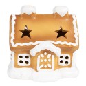 Clayre & Eef Gingerbread house met LED 11x9x11 cm Bruin Porselein