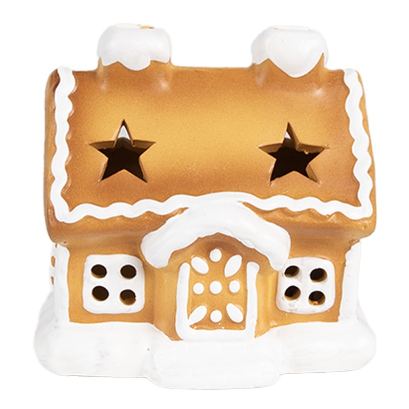 Clayre & Eef Gingerbread house with LED 11x9x11 cm Brown Porcelain