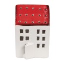 Clayre & Eef Figurine décorative Maison 8x7x12 cm Blanc Rouge Plastique