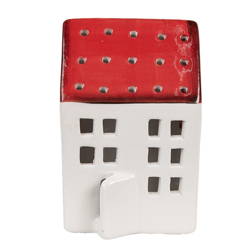 Clayre & Eef Statuetta decorativa Casa 8x7x12 cm Bianco Rosso  Plastica