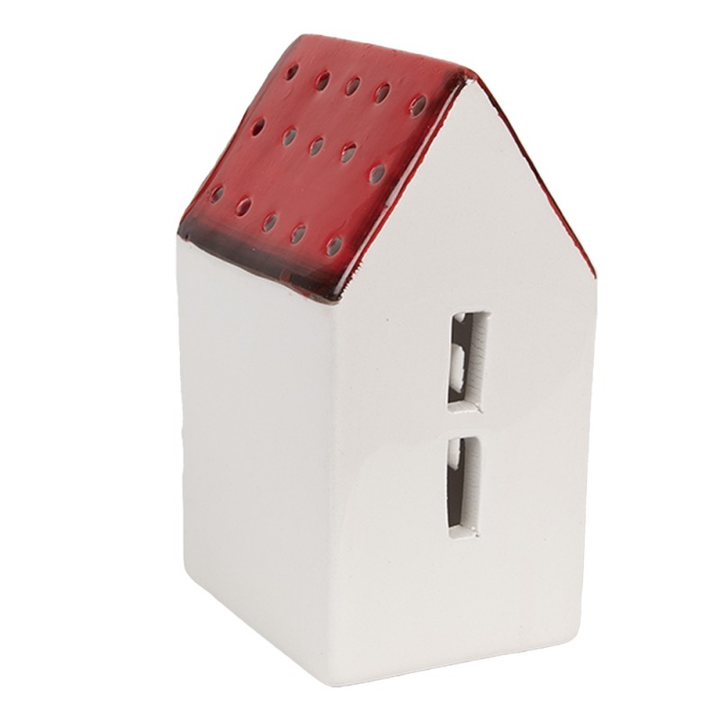 Clayre & Eef Figurine décorative Maison 8x7x12 cm Blanc Rouge Plastique