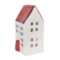 Clayre & Eef Theelichthouder Huis 8x8x15 cm Wit Rood Kunststof