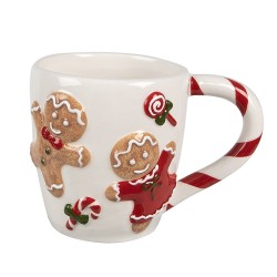 Clayre & Eef Mug 325 ml White Red Ceramic Gingerbread man