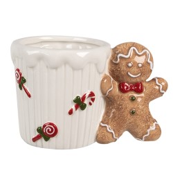 Clayre & Eef Mug Gingerbread man 350 ml White Brown Ceramic