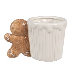 Clayre & Eef Mug Bonhomme en pain d‘épice 350 ml Blanc Marron Céramique