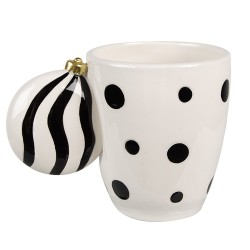 Clayre & Eef Mug 350 ml Blanc Noir Céramique