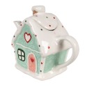 Clayre & Eef Teapot Gingerbread house 600 ml White Green Ceramic