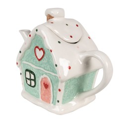 Clayre & Eef Teapot Gingerbread house 600 ml White Green Ceramic