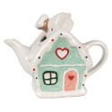 Clayre & Eef Teapot Gingerbread house 600 ml White Green Ceramic