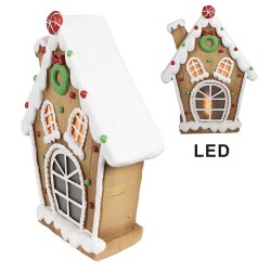 Clayre & Eef Gingerbread house with LED 27x11x36 cm Brown Plastic