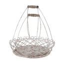 Clayre & Eef Decorative Basket Set of 2 Ø39/ Ø30 White Brown Iron